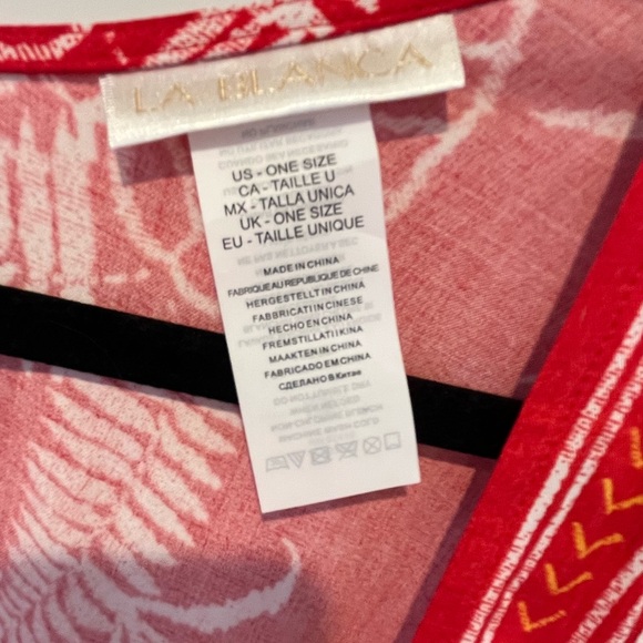 La Blanca - Tropical Tapestry Tassel Trim Cardigan Kimono Coverup - Red - NWOT - Picture 5 of 5